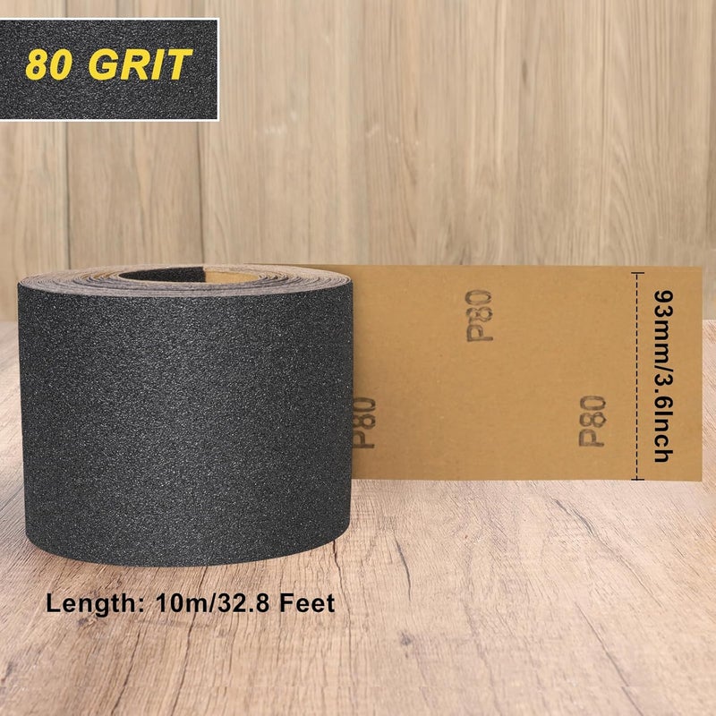 Shineboc 80 Grit Sandpaper Roll, 3-2/3" Wide 11 Yard Wet Dry Silicon Carbide Longboard Sand Paper for Automotive Metal Wood Sanding＆Polishing - Image 2